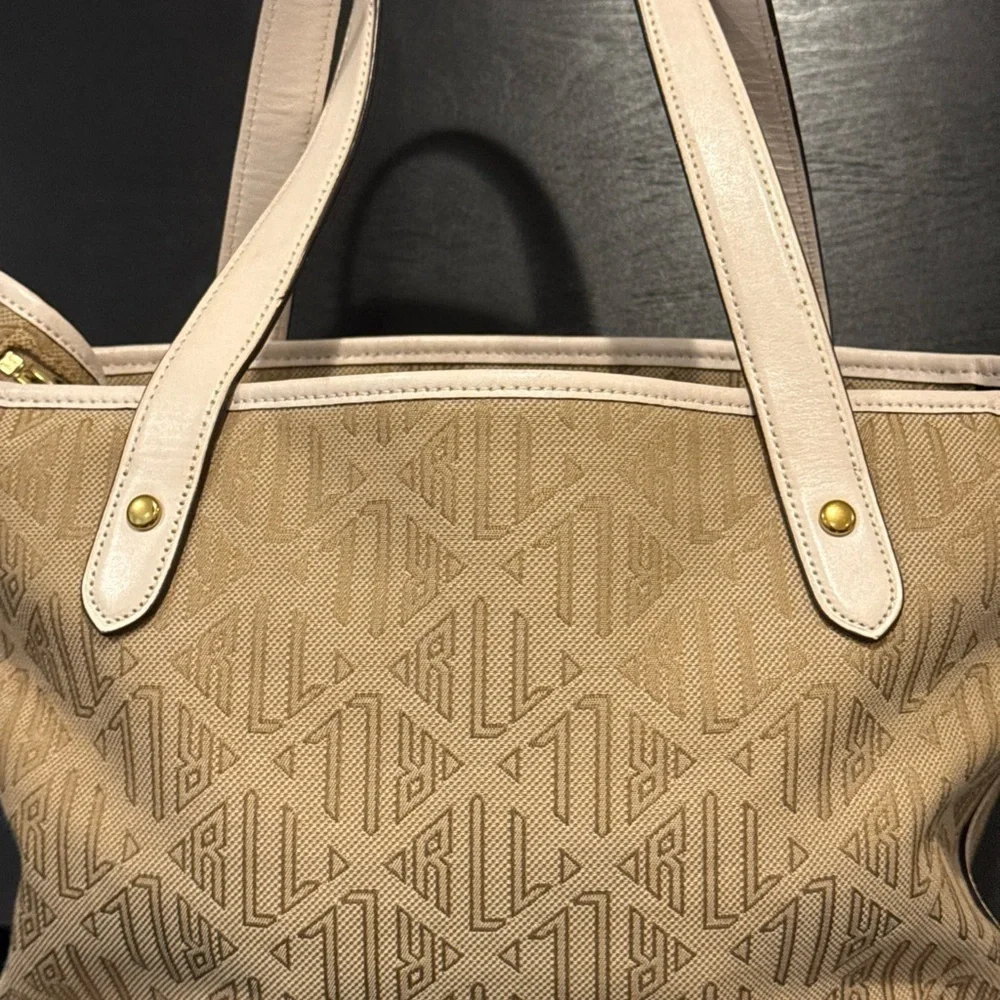 Ralph Lauren Khaki Tote Satchel Handbag Large Vintage - Picture 5 of 10